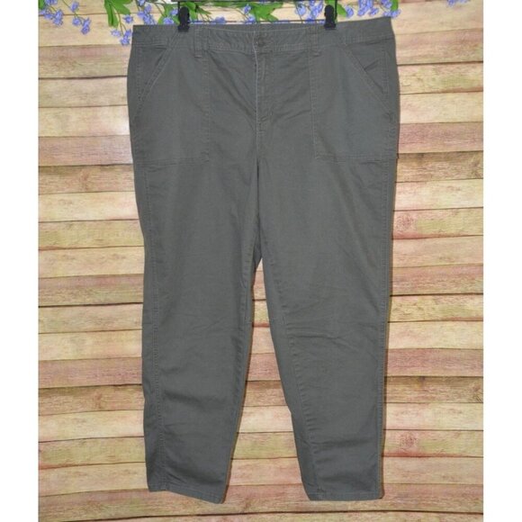 Lane Bryant Plus Size 24 Olive Army Green Straight Leg Pant Jean Pockets Stretch - Picture 1 of 8